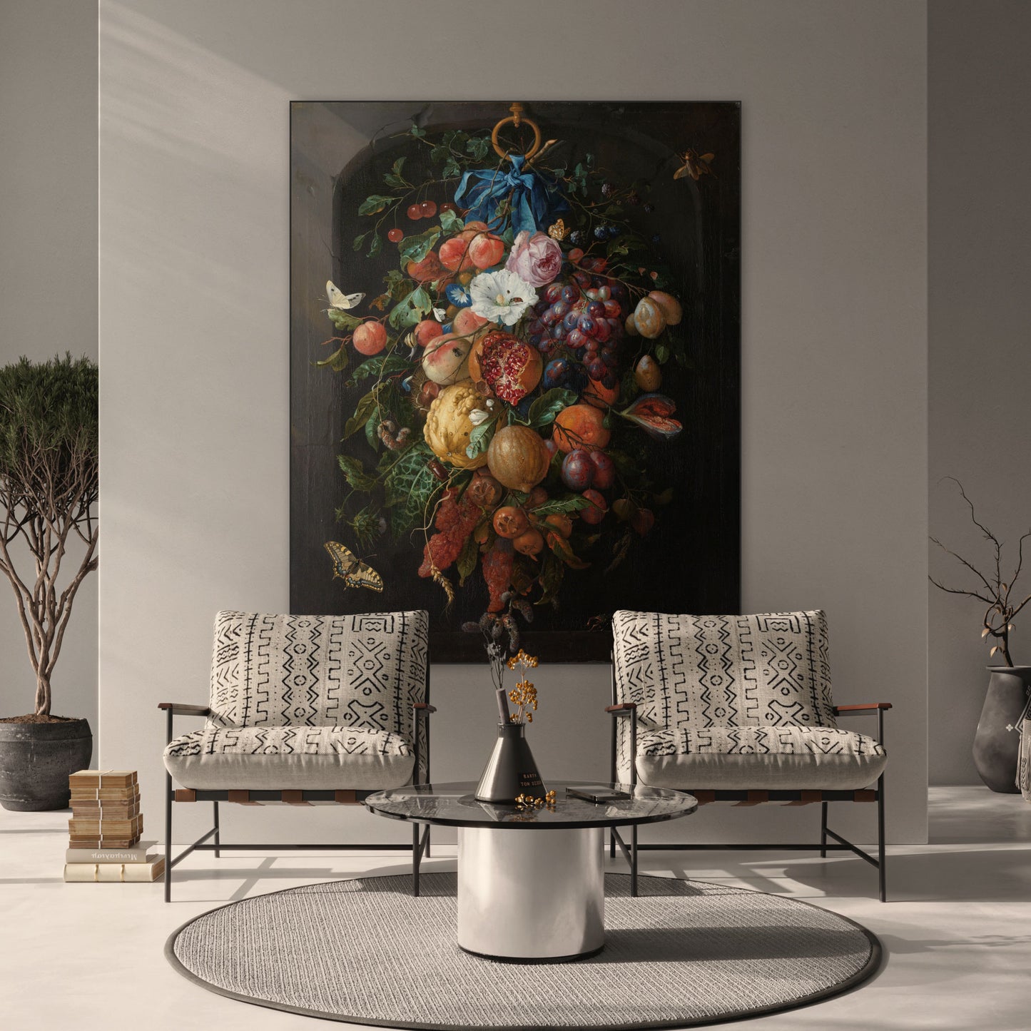 Festoen van Vruchten en Bloemen - Stillevens - Muurstatuur