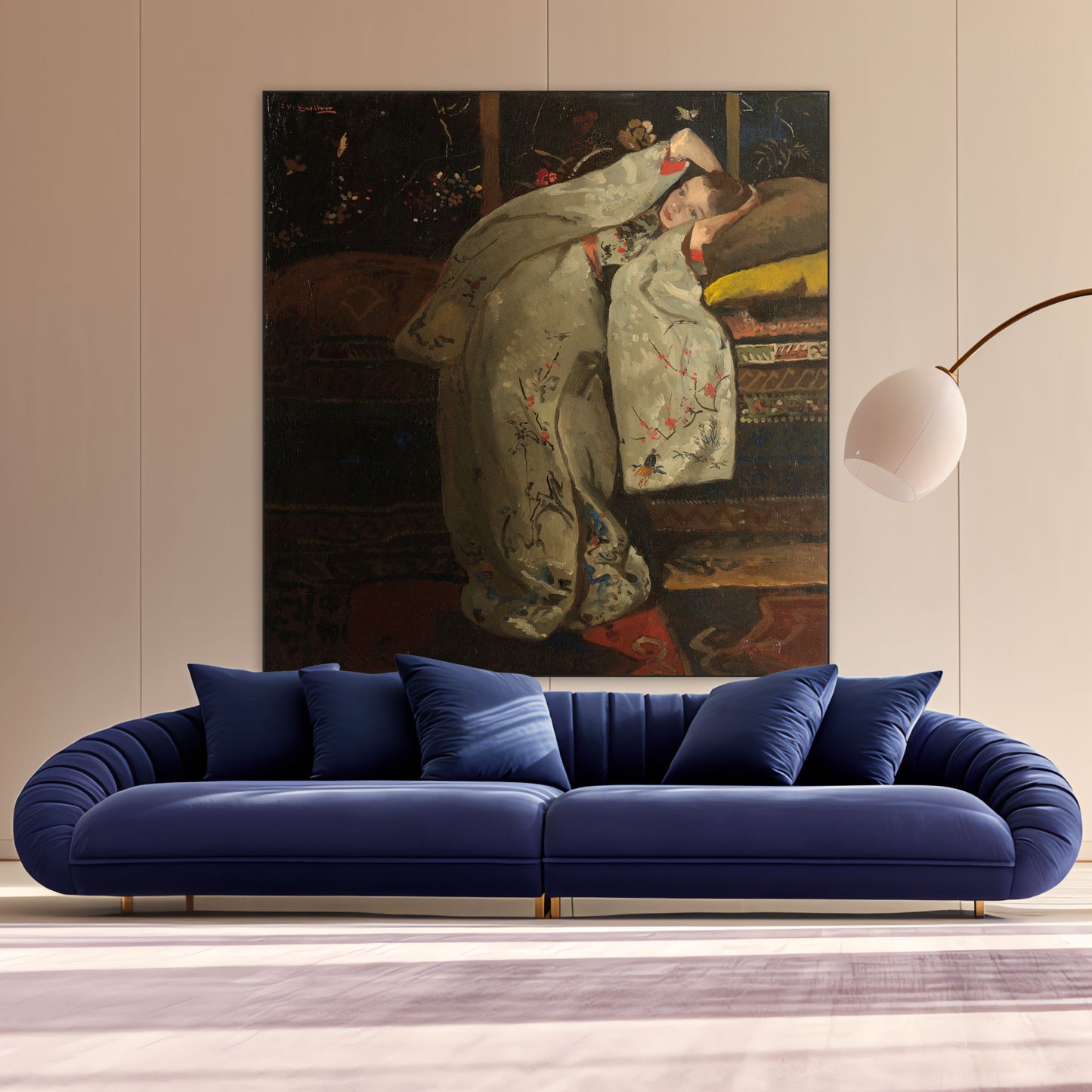 Meisje in Witte Kimono - Meesterwerken - Muurstatuur