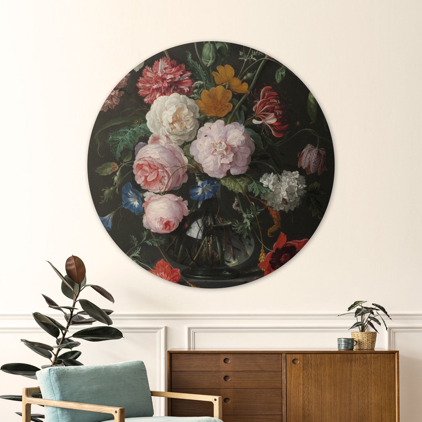 Stilleven met Bloemen in een Glazen Vaas II - Stillevens - Muurstatuur