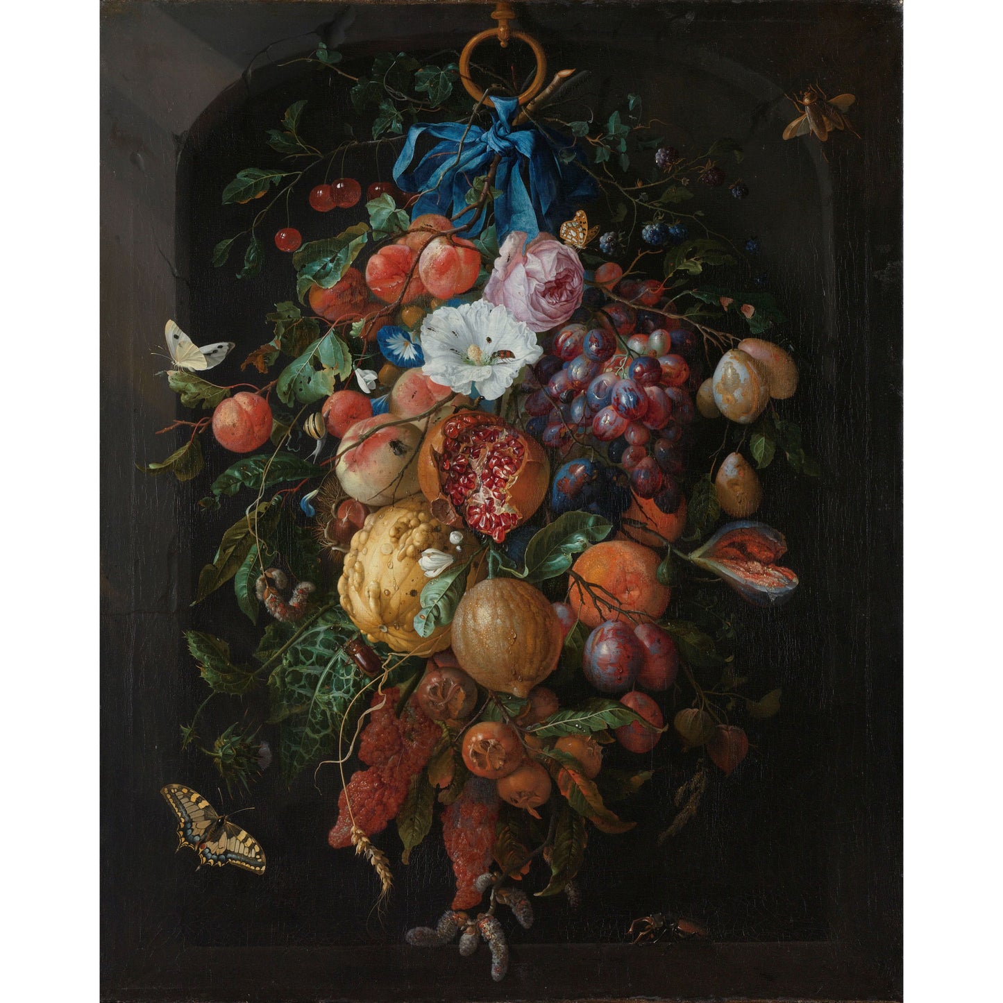 Festoen van Vruchten en Bloemen - Stillevens - Muurstatuur