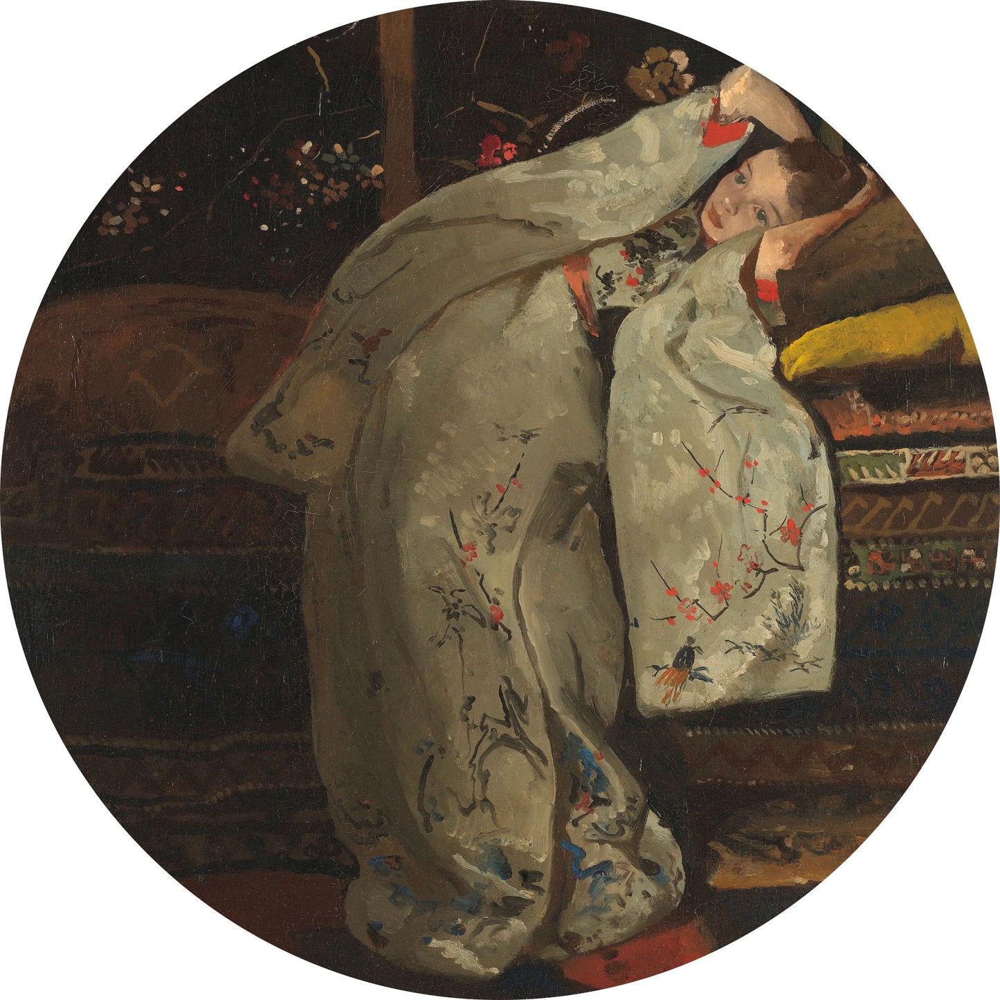 Meisje in Witte Kimono - Meesterwerken - Muurstatuur