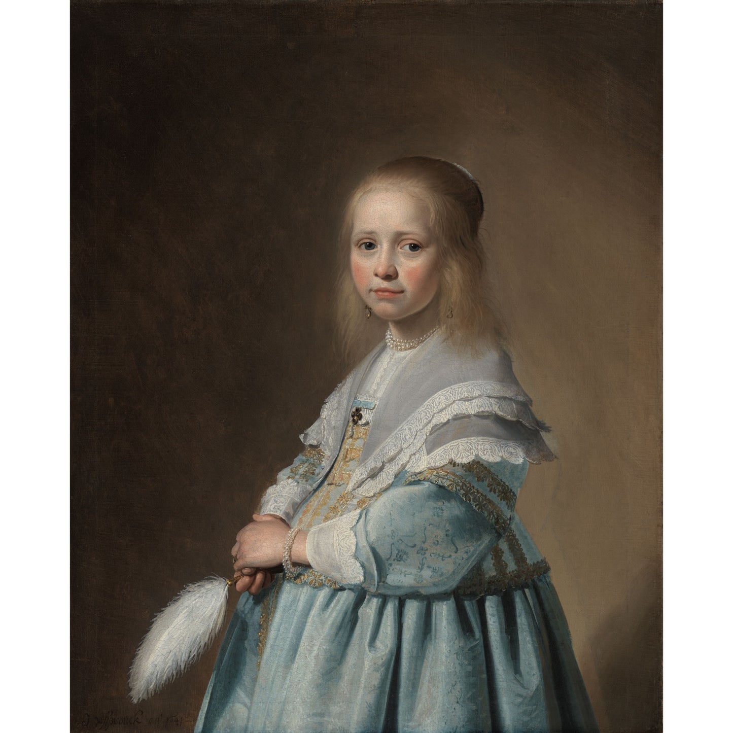 Portret van een Meisje in het Blauw - Meesterwerken - Muurstatuur