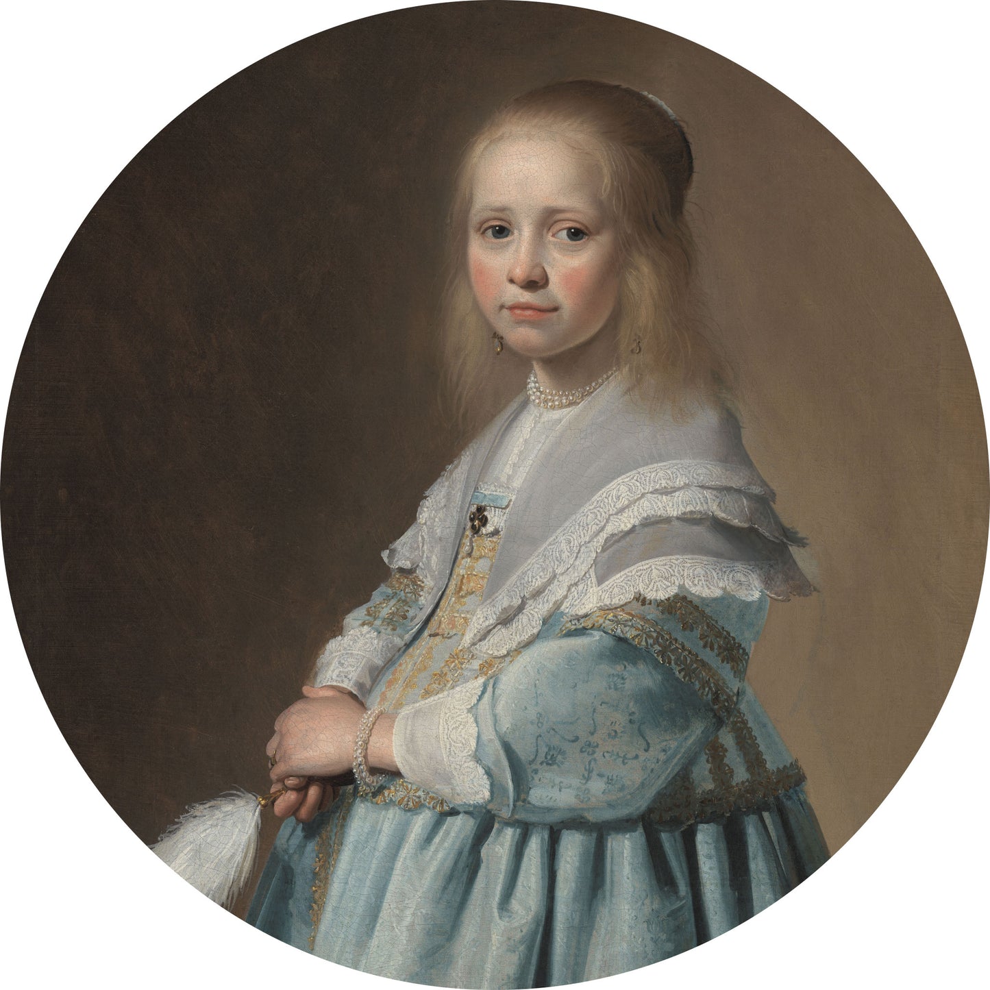 Portret van een Meisje in het Blauw - Meesterwerken - Muurstatuur