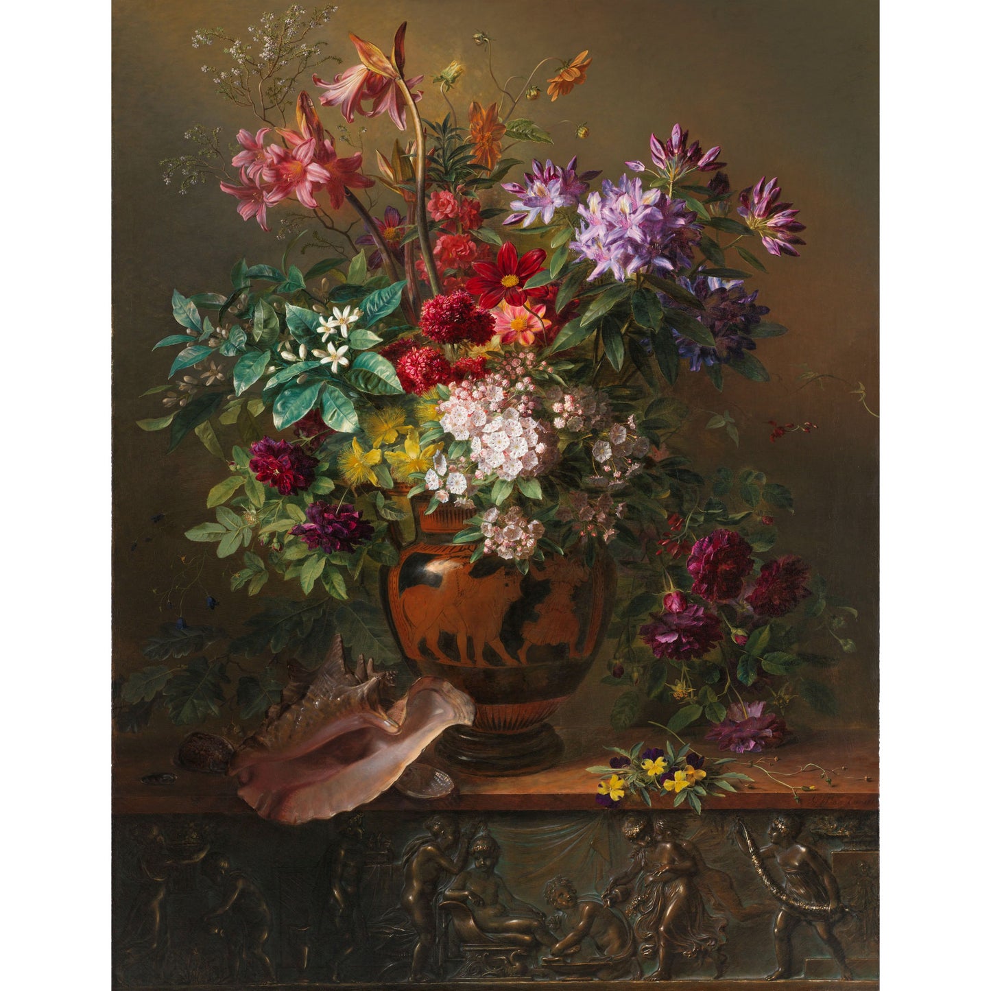 Stilleven met Bloemen in een Griekse Vaas - Stillevens - Muurstatuur