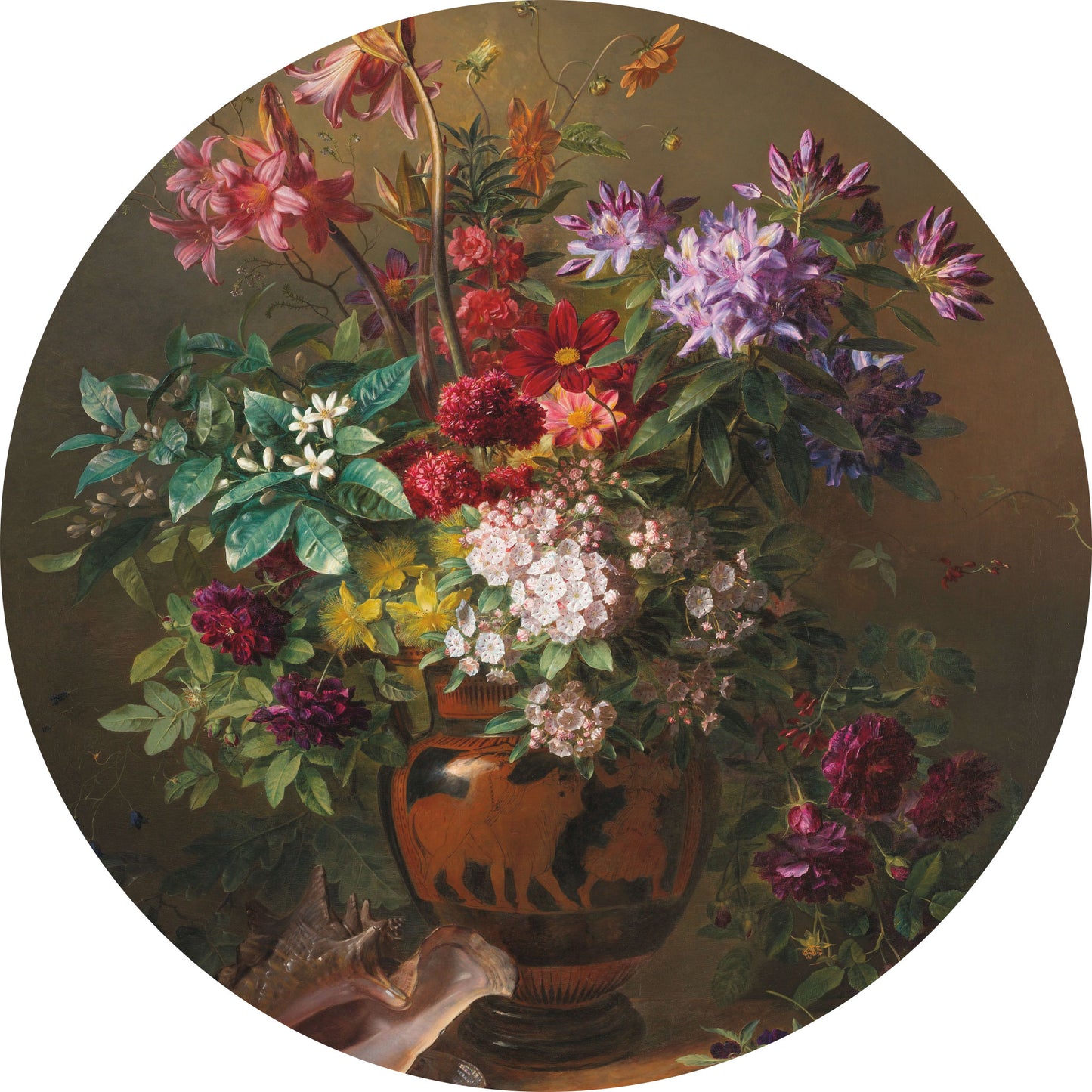 Stilleven met Bloemen in een Griekse Vaas - Stillevens - Muurstatuur