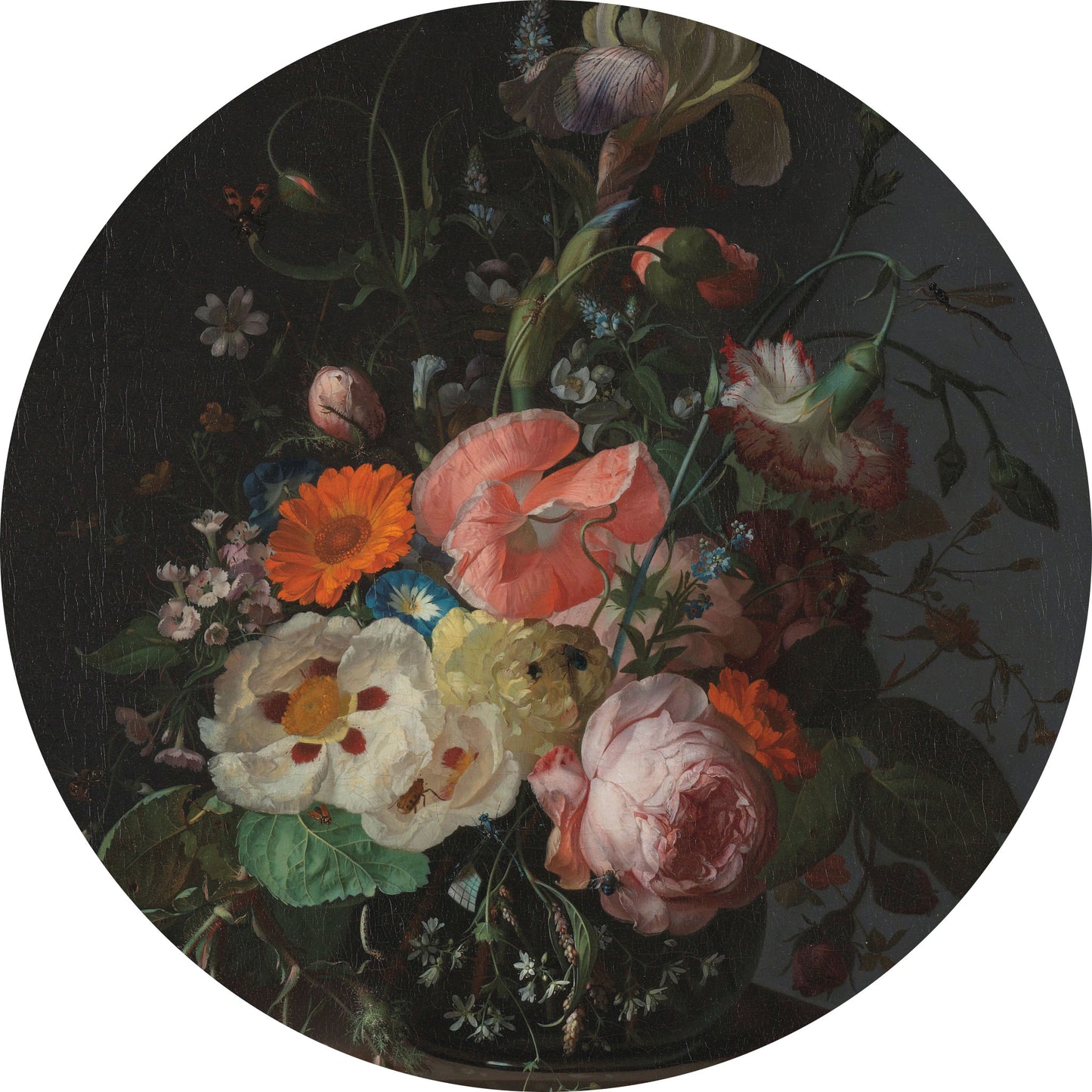 Stilleven met Bloemen op een Marmeren Tafelblad - Stillevens - Muurstatuur