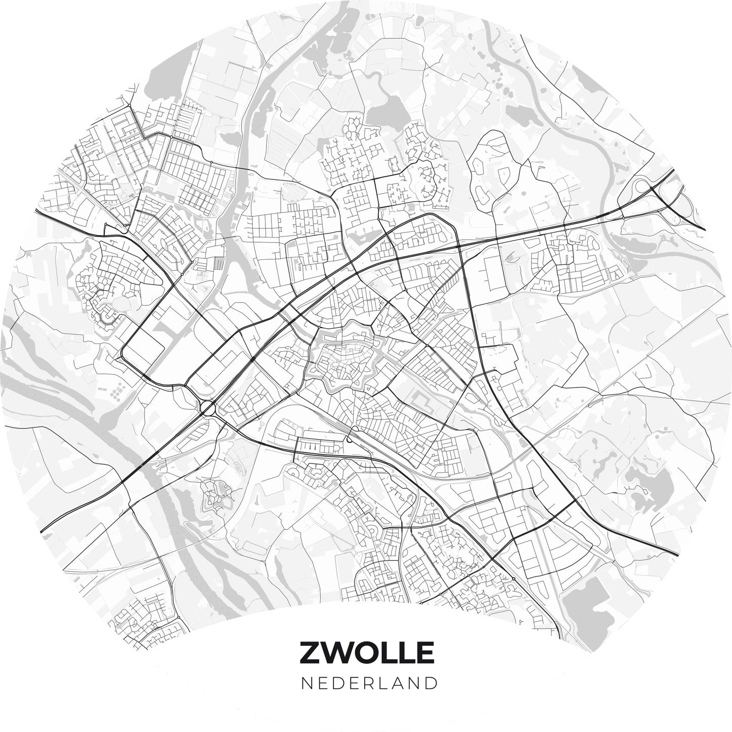 Zwolle - Kaarten - Muurstatuur