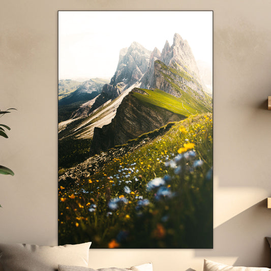 Bloemen en Bergen - Fotografie - Muurstatuur
