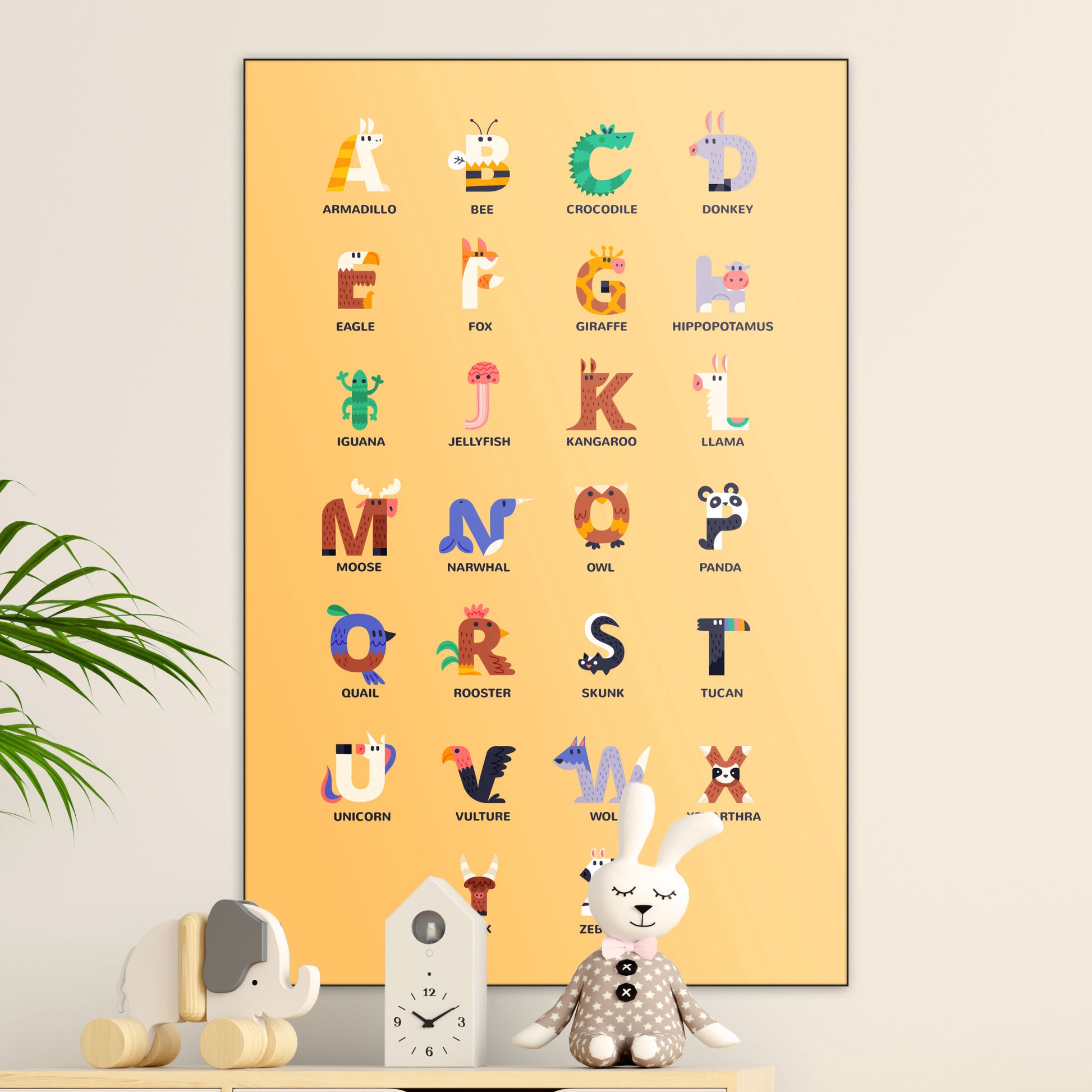Dieren Alfabet - Kinderkamer - Muurstatuur