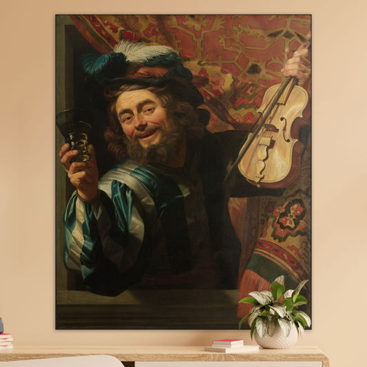 Een Vrolijke Vioolspeler - Meesterwerken - Muurstatuur