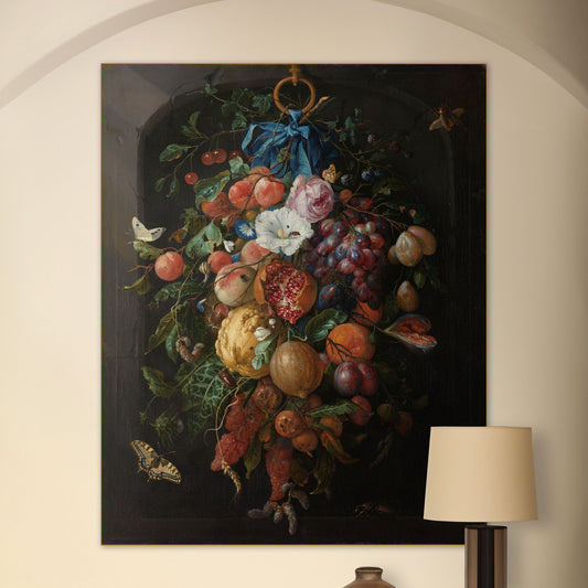 Festoen van Vruchten en Bloemen - Stillevens - Muurstatuur