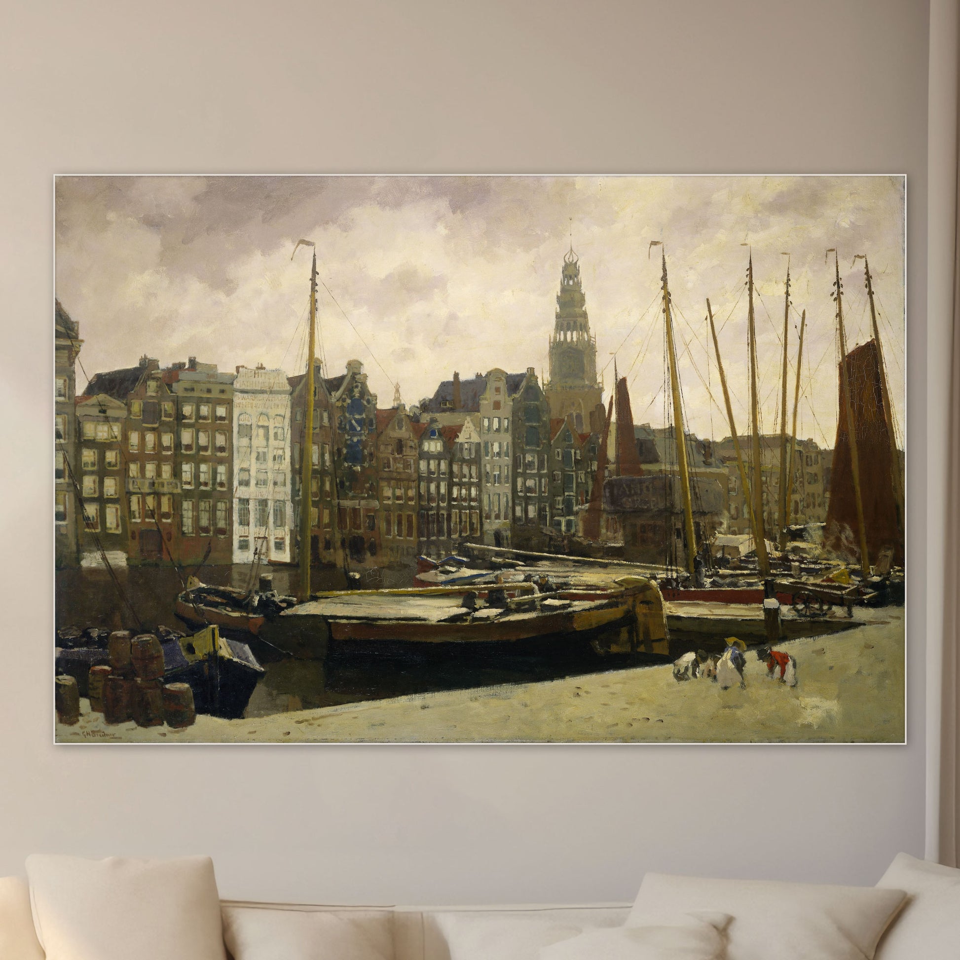 Het Damrak te Amsterdam - Meesterwerken - Muurstatuur