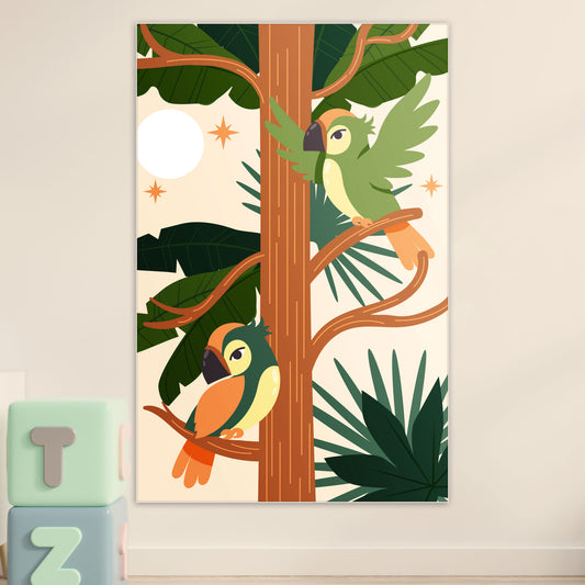 Jungle Papegaaien - Kinderkamer - Muurstatuur