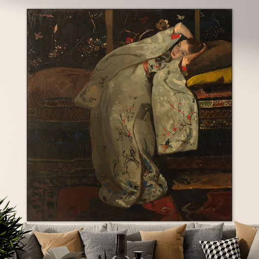 Meisje in Witte Kimono - Meesterwerken - Muurstatuur