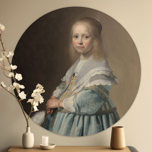 Portret van een Meisje in het Blauw - Meesterwerken - Muurstatuur