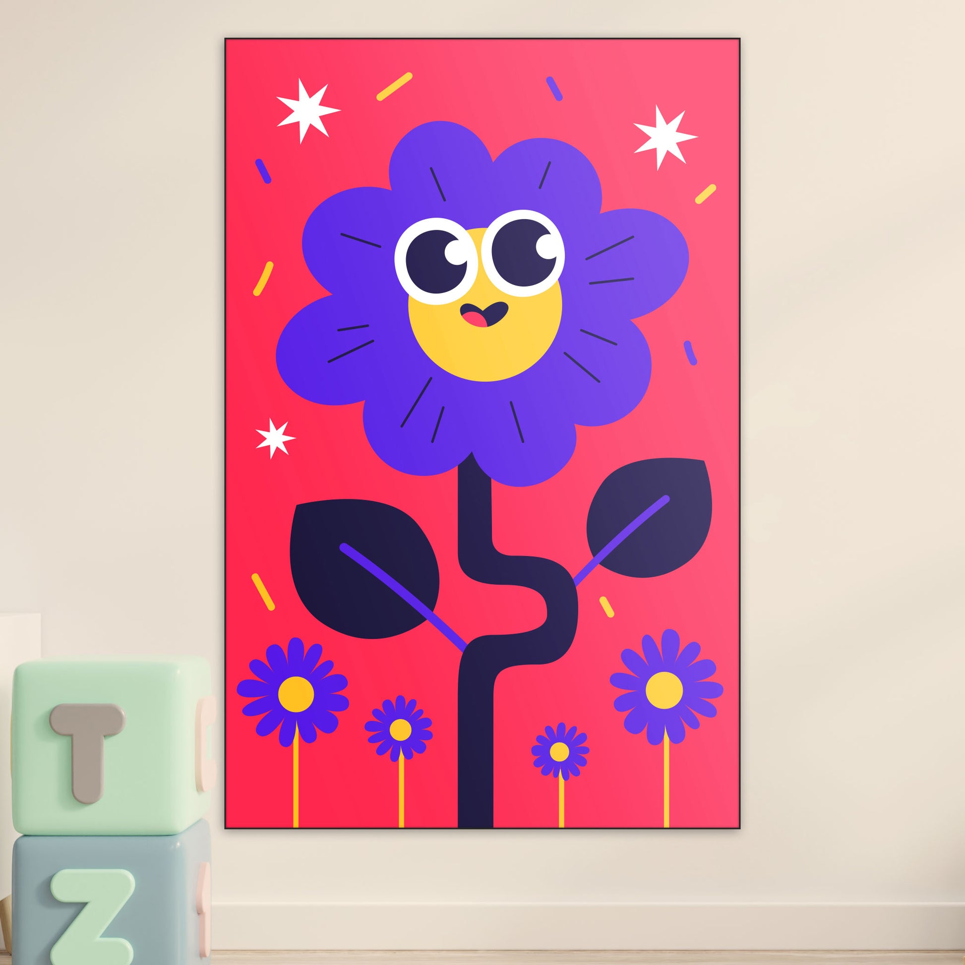 Smiley Flower - Kinderkamer - Muurstatuur
