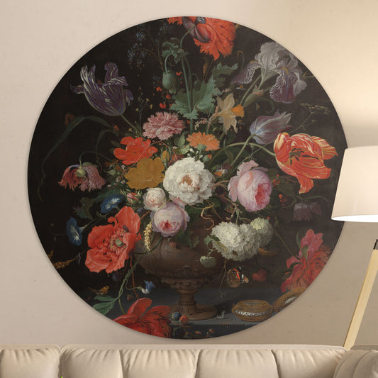 Stilleven met Bloemen en een Horloge - Stillevens - Muurstatuur