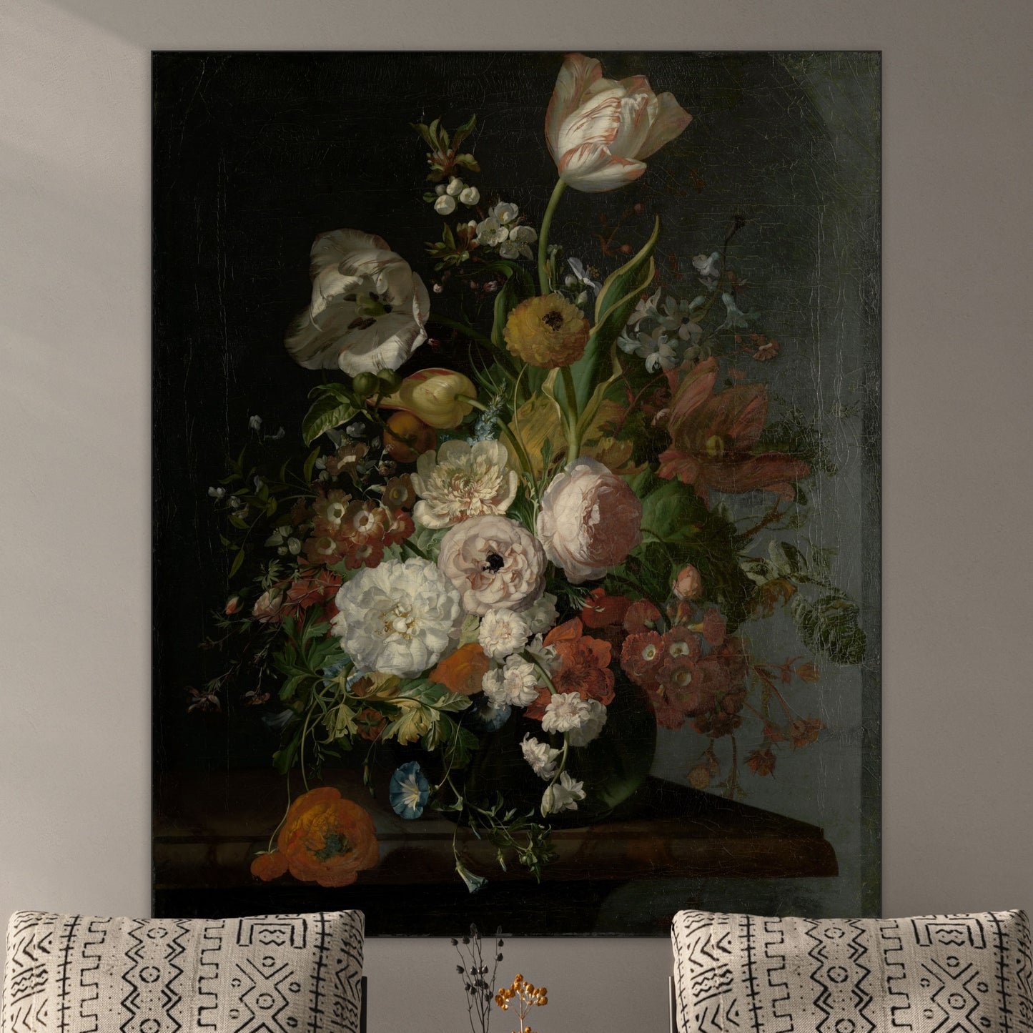 Stilleven met Bloemen in een Glazen Vaas I - Stillevens - Muurstatuur