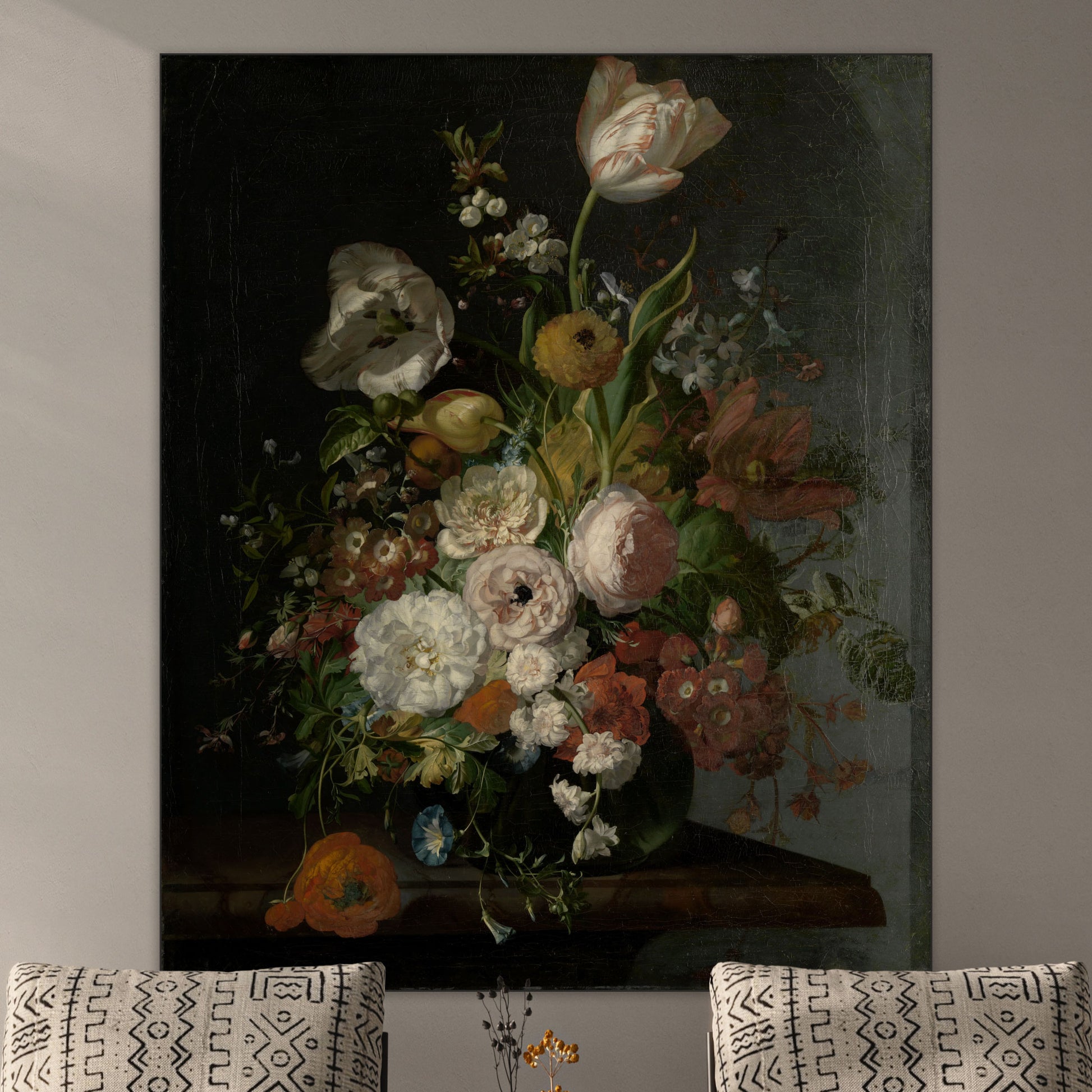 Stilleven met Bloemen in een Glazen Vaas I - Stillevens - Muurstatuur
