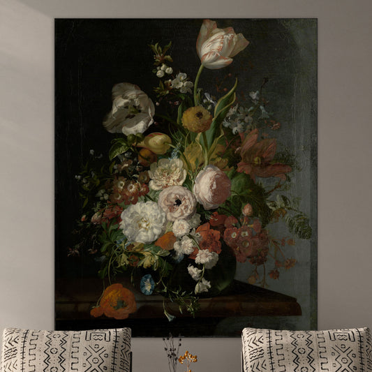 Stilleven met Bloemen in een Glazen Vaas I - Stillevens - Muurstatuur