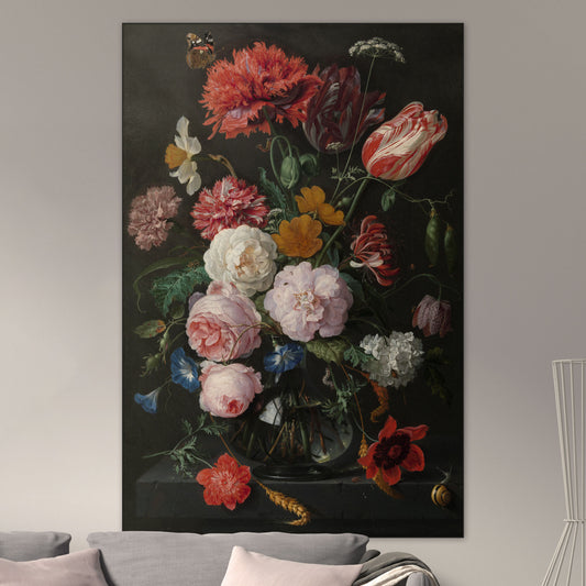 Stilleven met Bloemen in een Glazen Vaas II - Stillevens - Muurstatuur