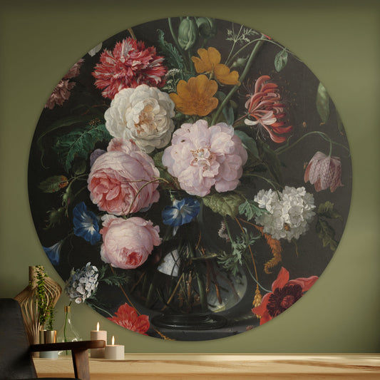 Stilleven met Bloemen in een Glazen Vaas II - Stillevens - Muurstatuur