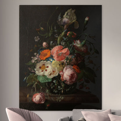 Stilleven met Bloemen op een Marmeren Tafelblad - Stillevens - Muurstatuur