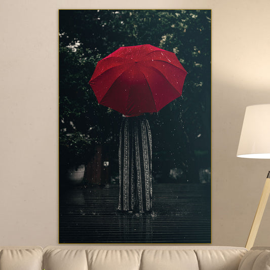 Vrouw met Paraplu - Fotografie - Muurstatuur