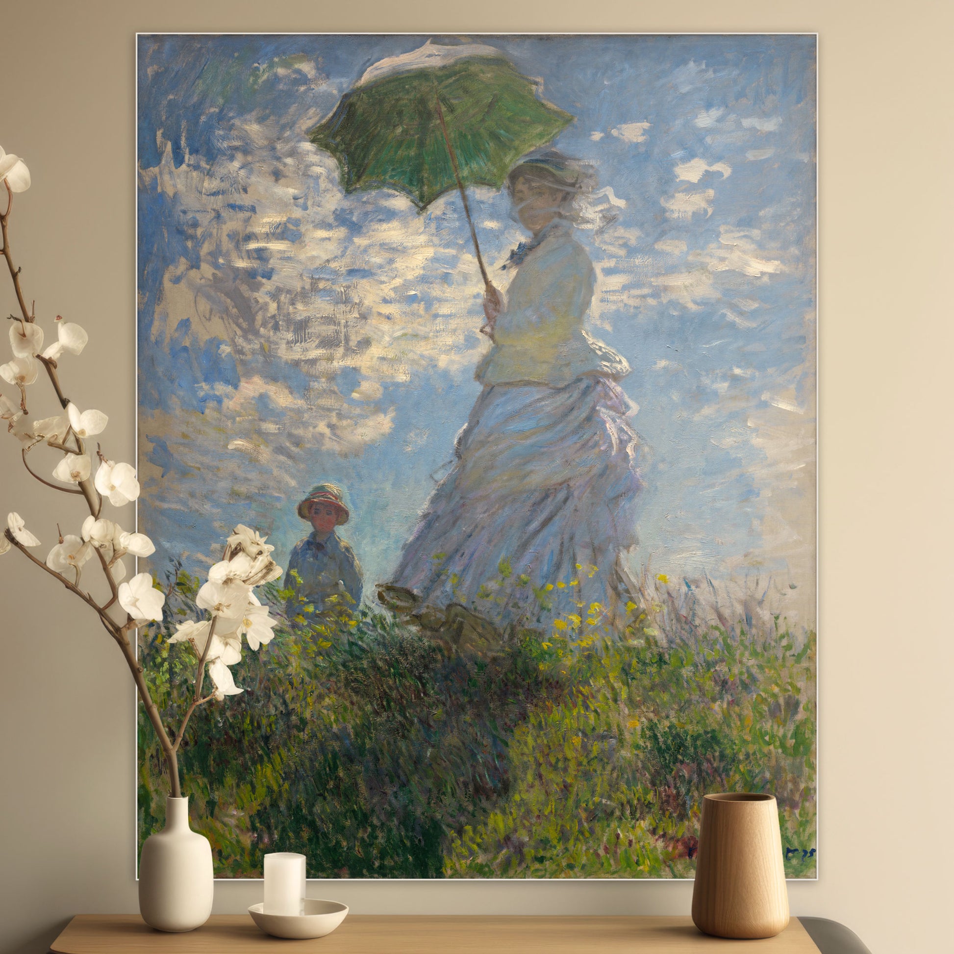 Vrouw met Parasol - Meesterwerken - Muurstatuur