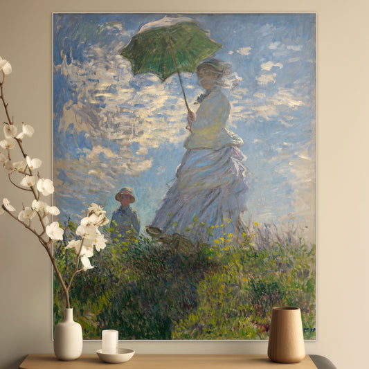 Vrouw met Parasol - Meesterwerken - Muurstatuur