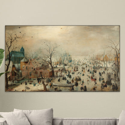 Winterlandschap met Schaatsers - Meesterwerken - Muurstatuur