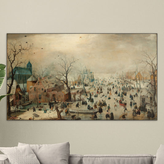 Winterlandschap met Schaatsers - Meesterwerken - Muurstatuur
