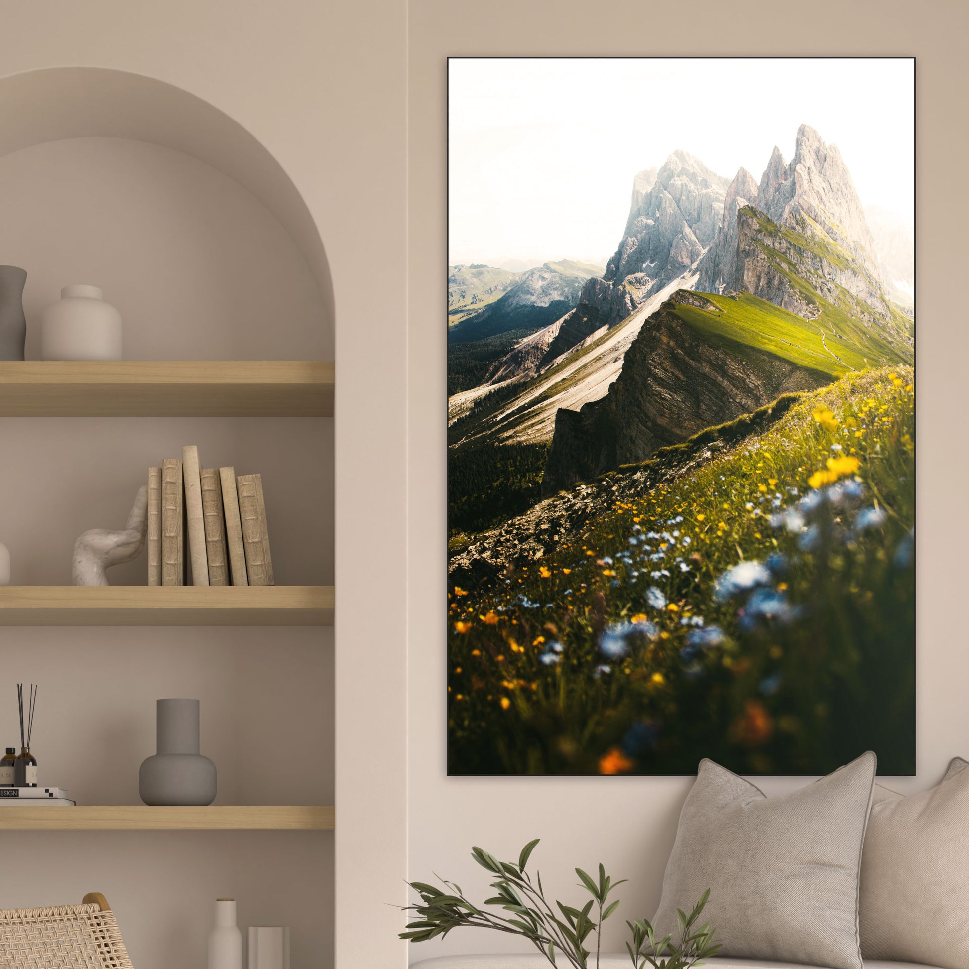 Bloemen en Bergen - Fotografie - Muurstatuur