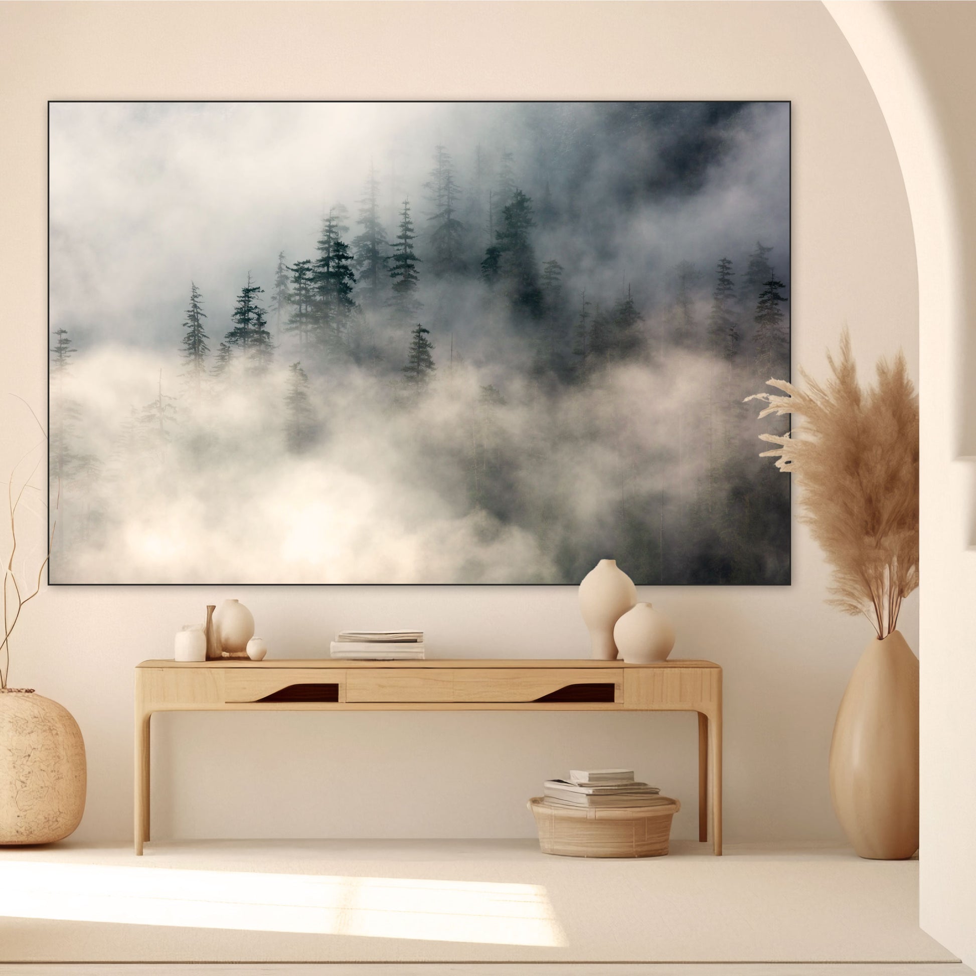 Bos in Mist - Fotografie - Muurstatuur