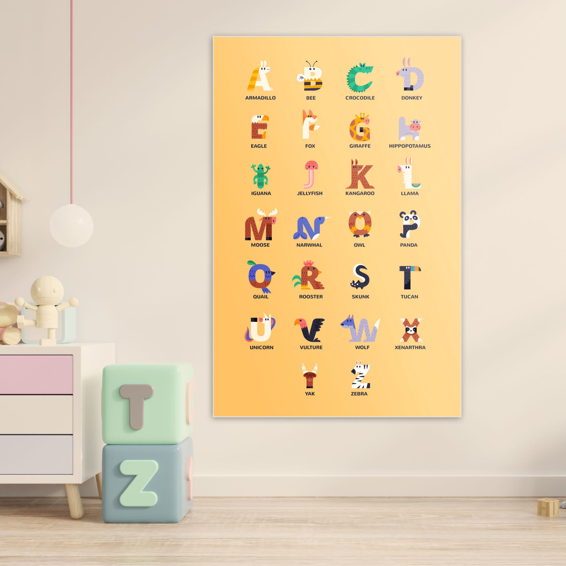 Dieren Alfabet - Kinderkamer - Muurstatuur