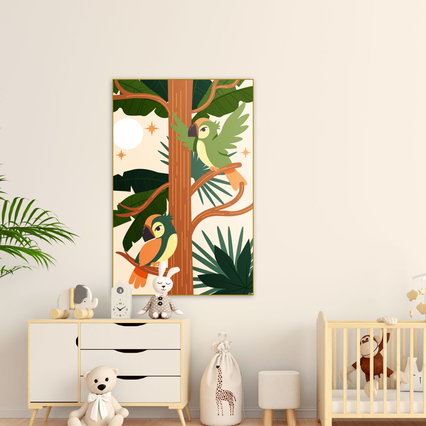 Jungle Papegaaien - Kinderkamer - Muurstatuur