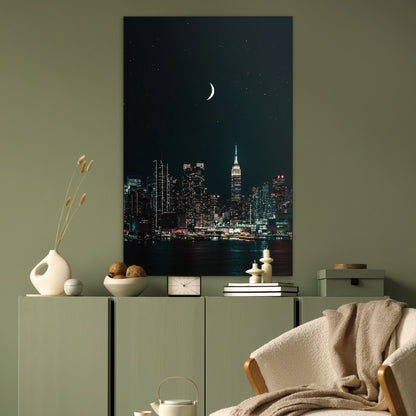 New York bij Nacht - Fotografie - Muurstatuur