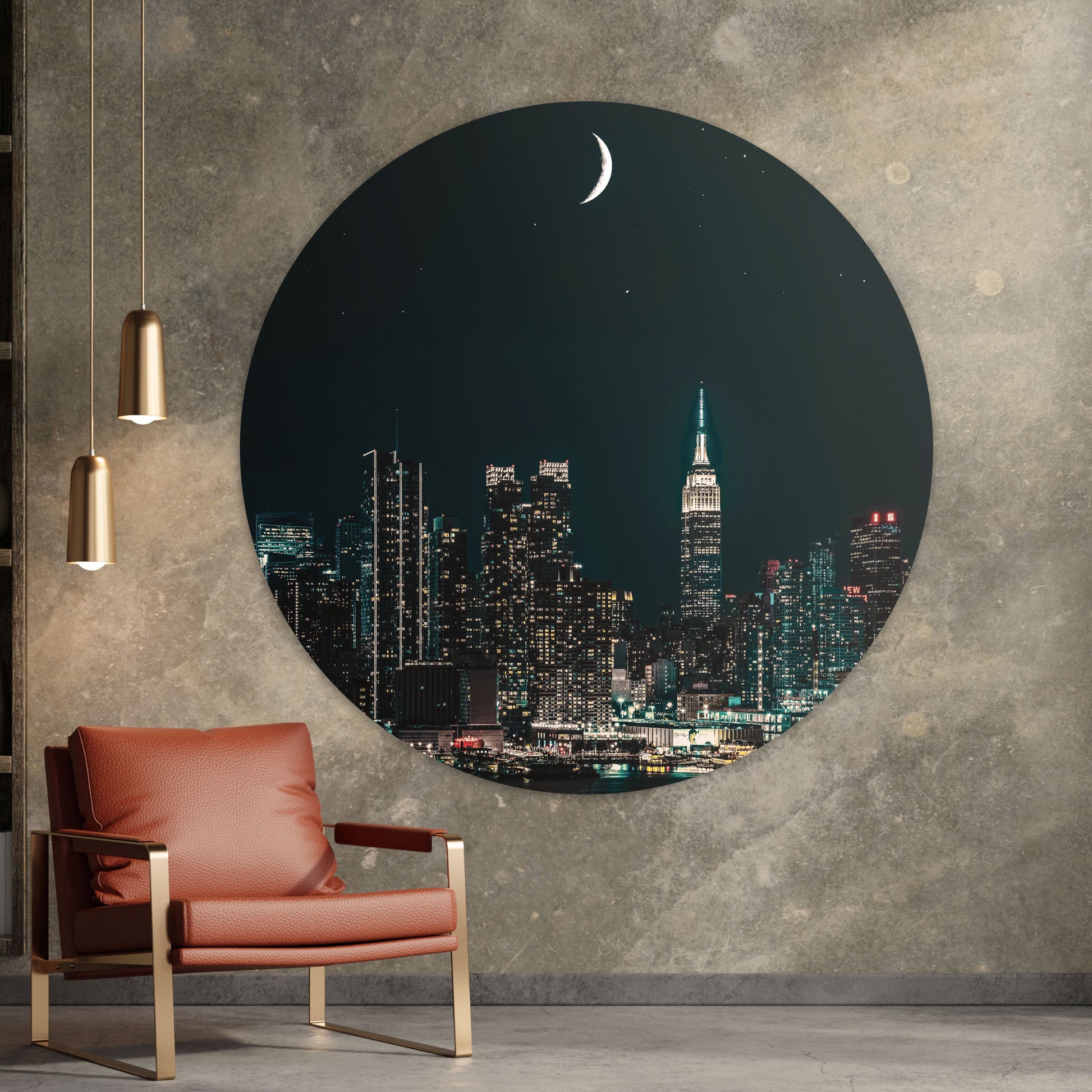 New York bij Nacht - Fotografie - Muurstatuur