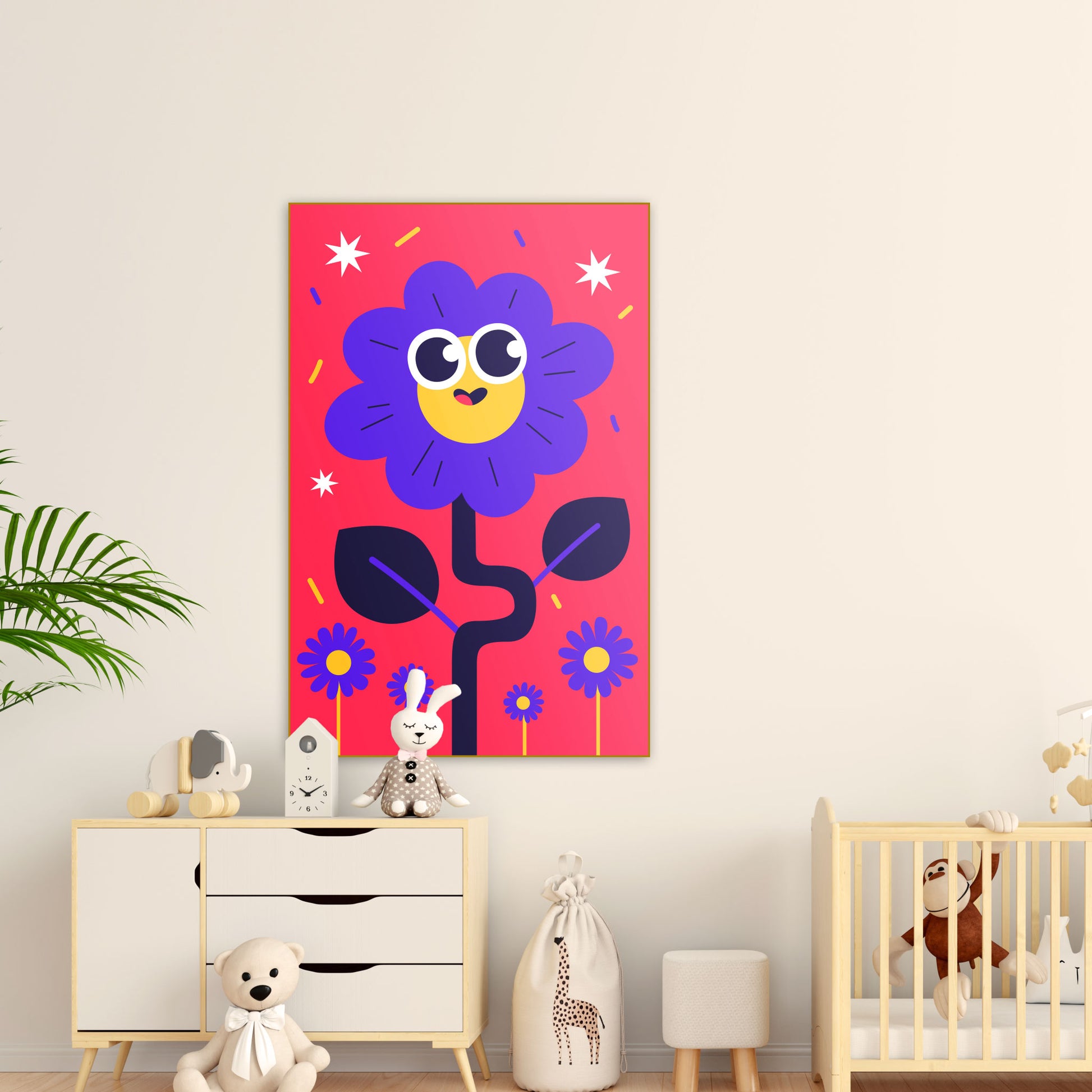 Smiley Flower - Kinderkamer - Muurstatuur