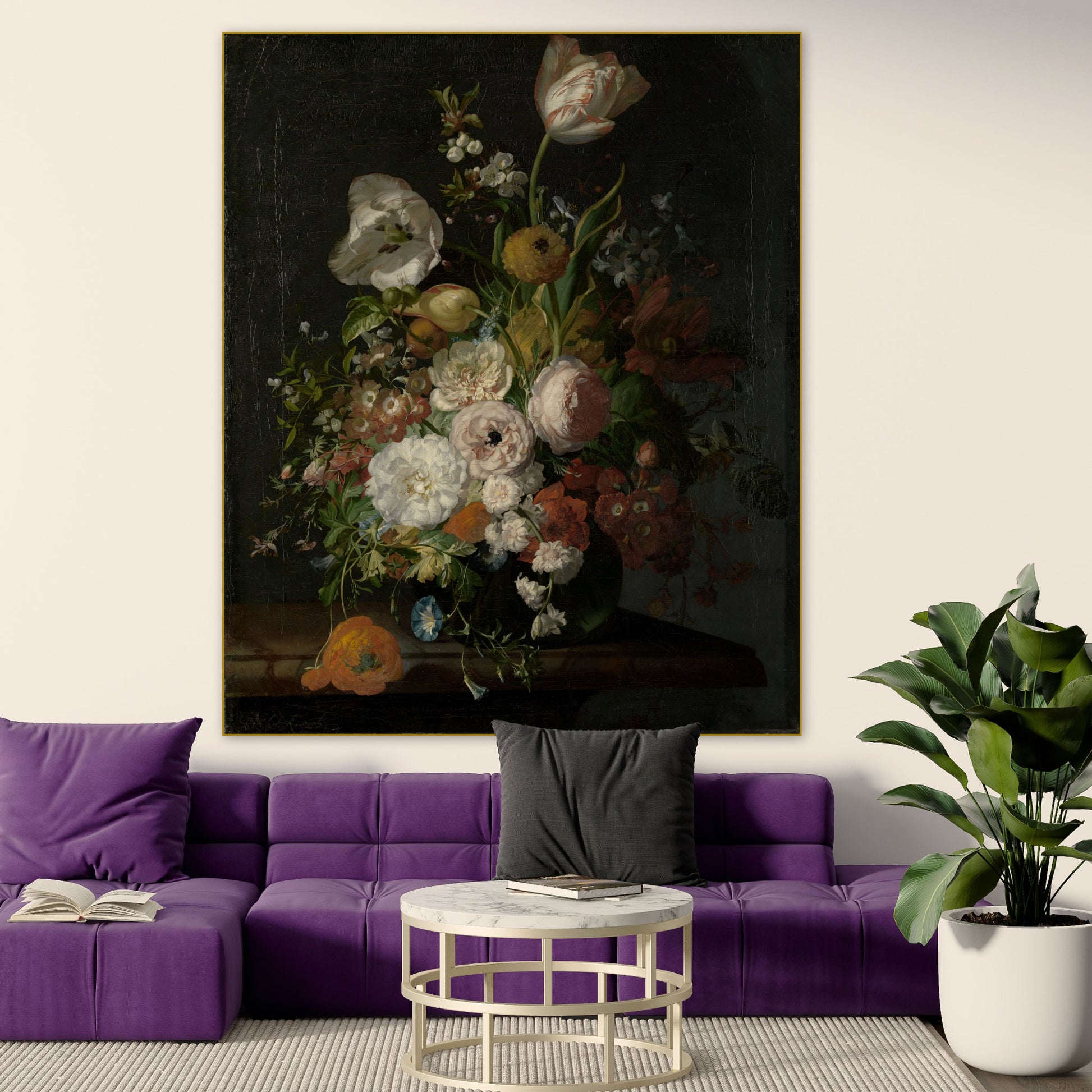 Stilleven met Bloemen in een Glazen Vaas I - Stillevens - Muurstatuur