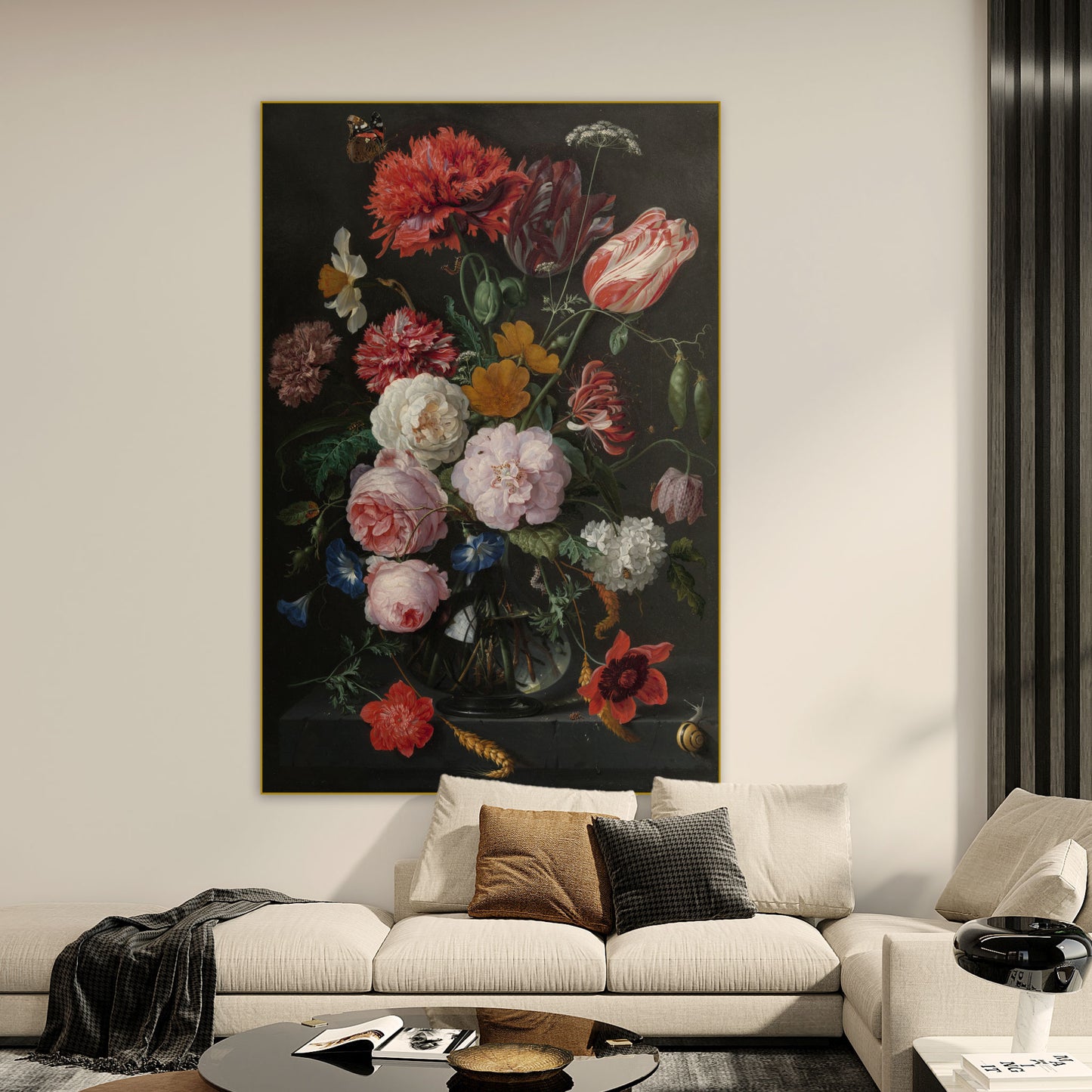 Stilleven met Bloemen in een Glazen Vaas II - Stillevens - Muurstatuur