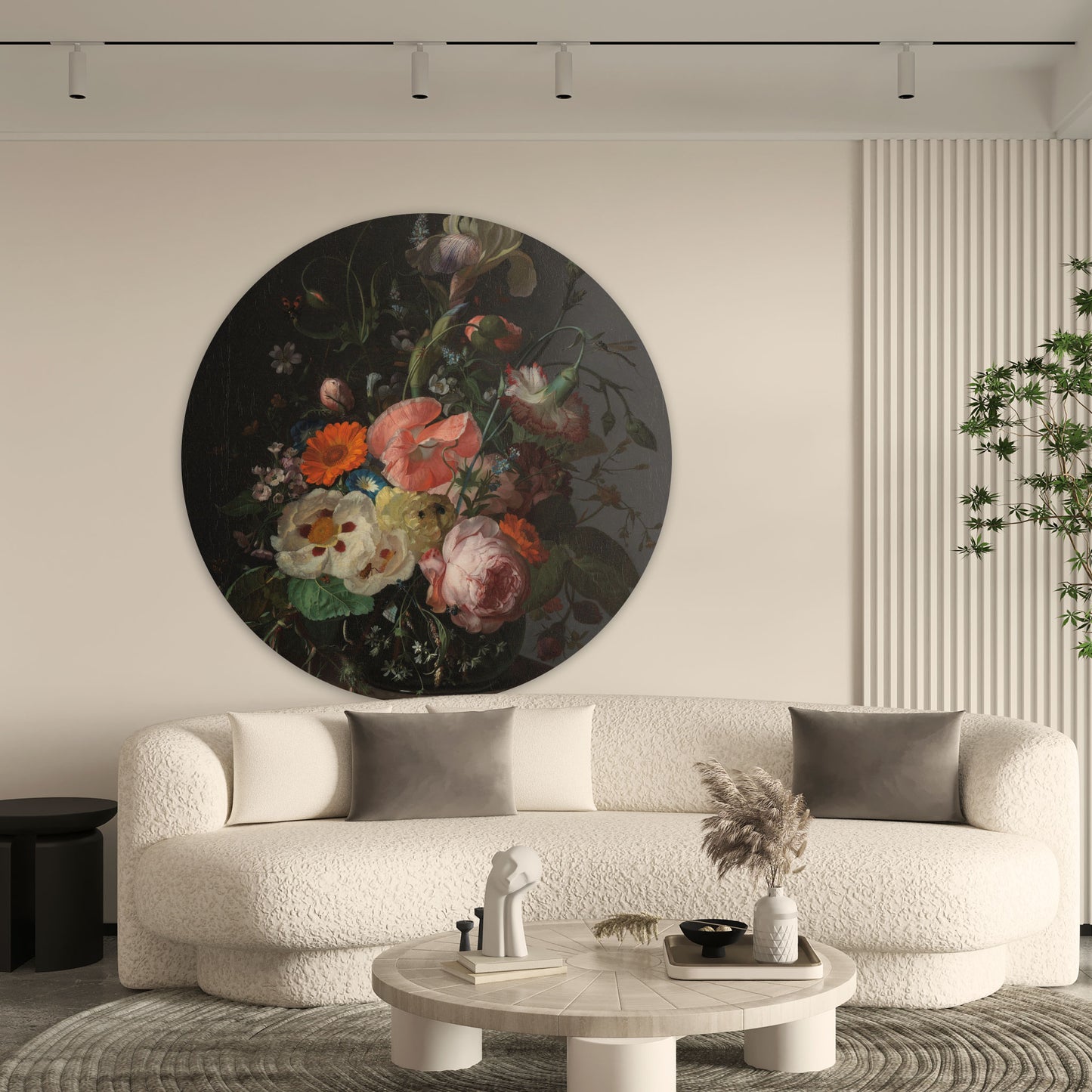 Stilleven met Bloemen op een Marmeren Tafelblad - Stillevens - Muurstatuur