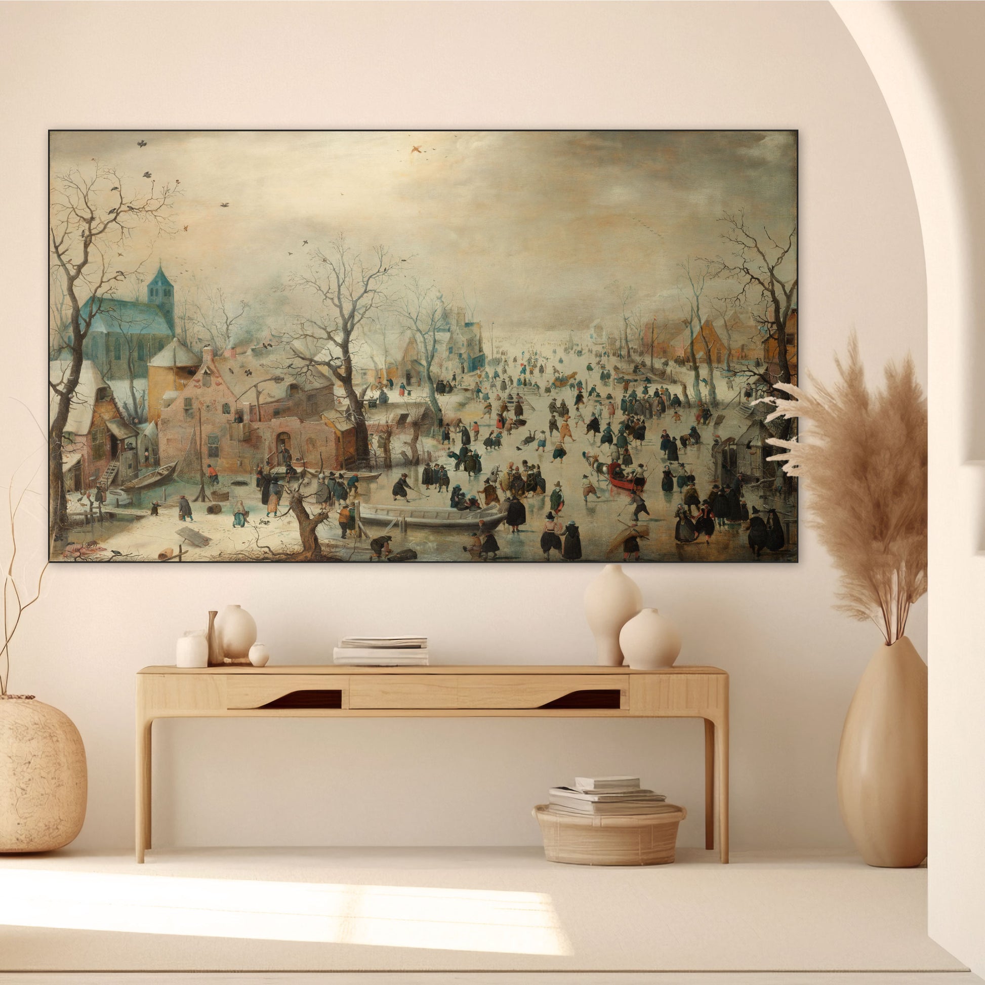 Winterlandschap met Schaatsers - Meesterwerken - Muurstatuur