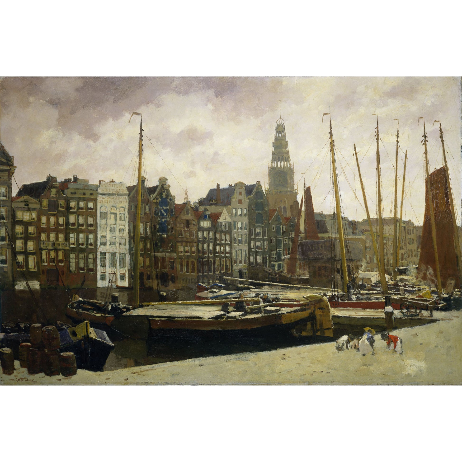 Het Damrak te Amsterdam - Meesterwerken - Muurstatuur