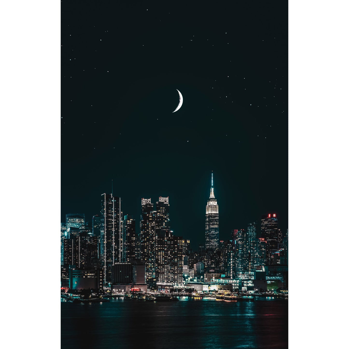 New York bij Nacht - Fotografie - Muurstatuur