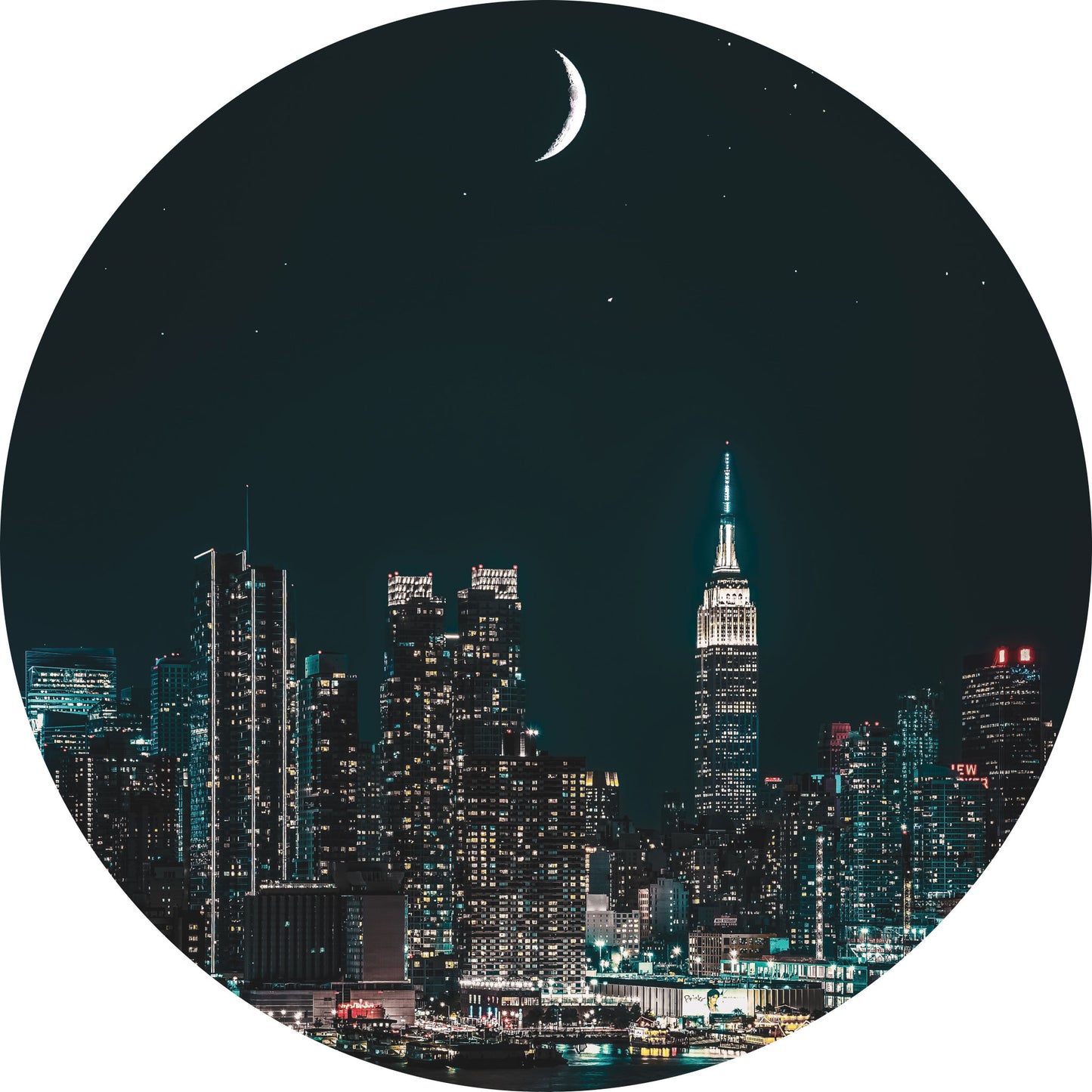 New York bij Nacht - Fotografie - Muurstatuur
