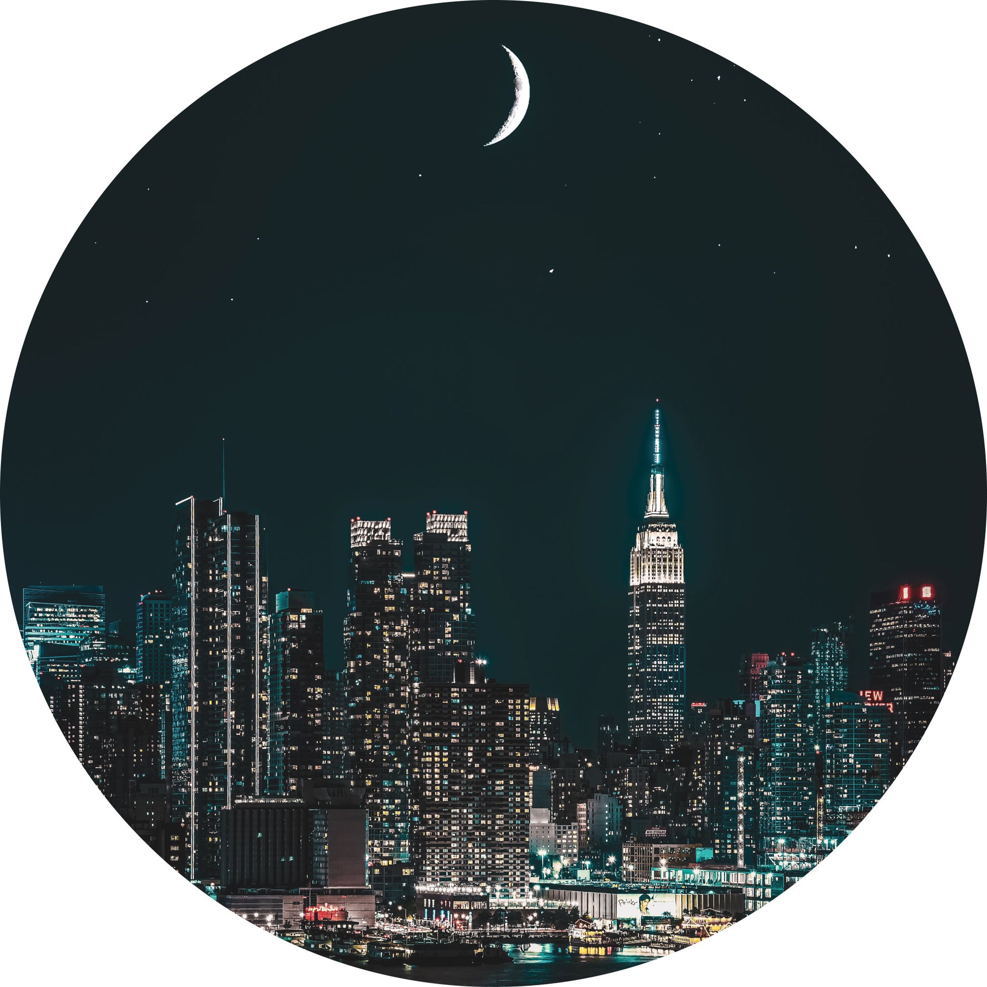 New York bij Nacht - Fotografie - Muurstatuur