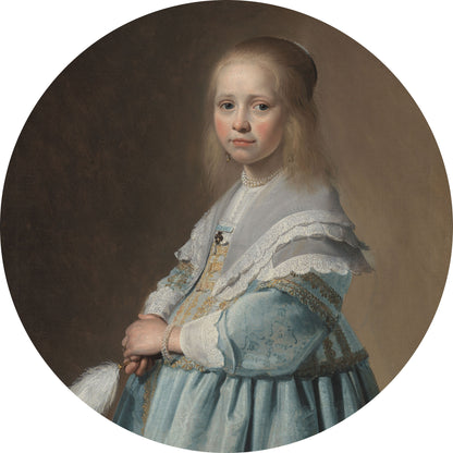 Portret van een Meisje in het Blauw - Meesterwerken - Muurstatuur