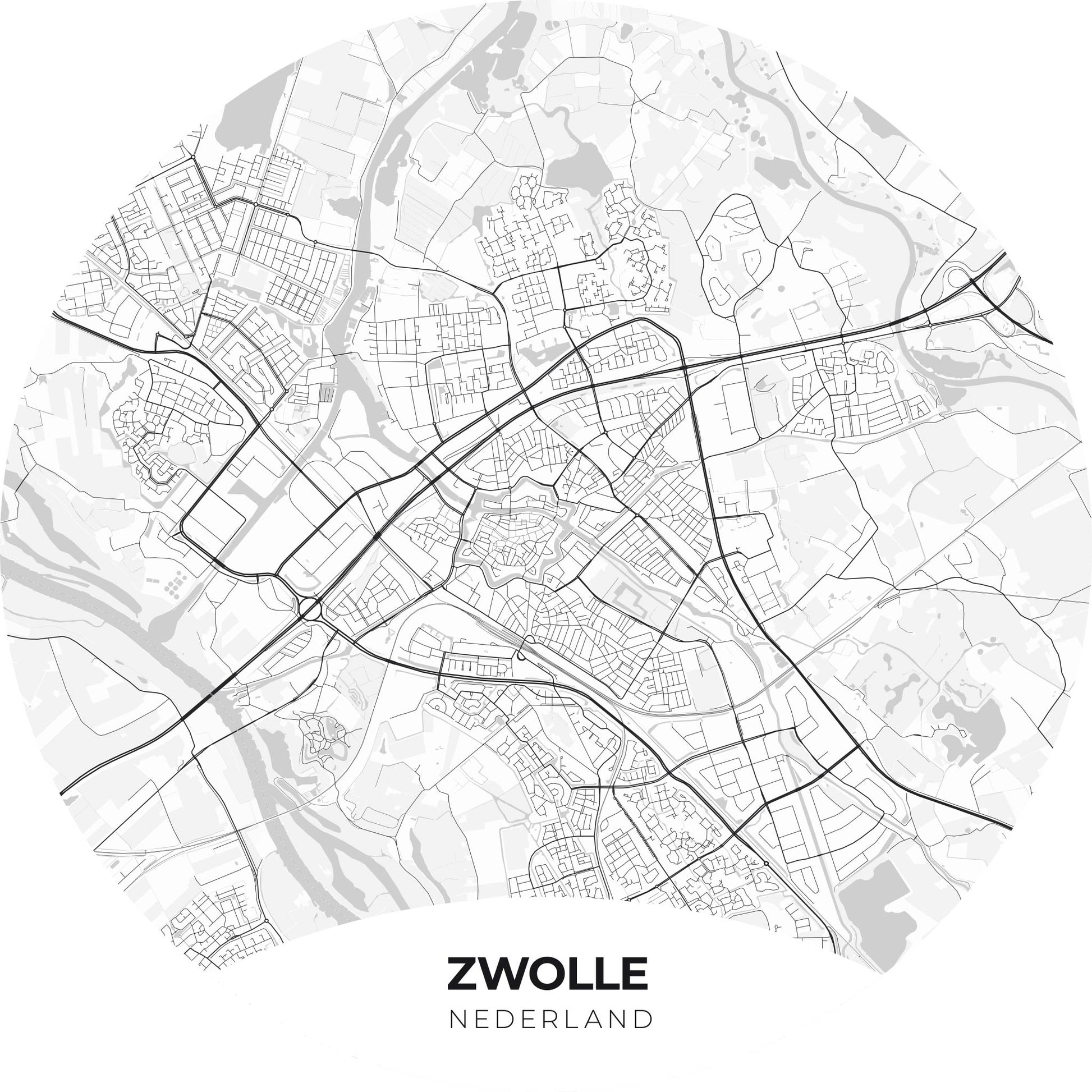 Zwolle - Kaarten - Muurstatuur